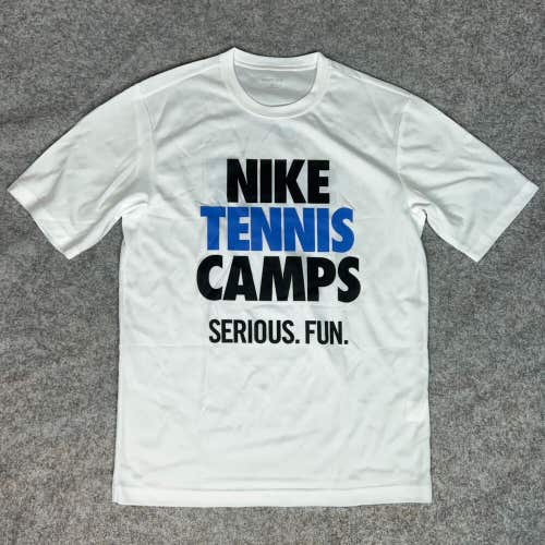 Sport Tek Mens Shirt Small White Short Sleeve Tee Tennis Camp Casual Swoosh Logo