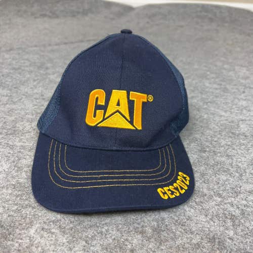 CAT Mens Hat Snapback Navy Gold Logo Mesh Solid Cap Adjustable Company Casual