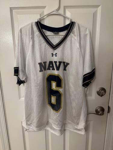 Navy Midshipmen #6 White Used XL Under Armour Jersey