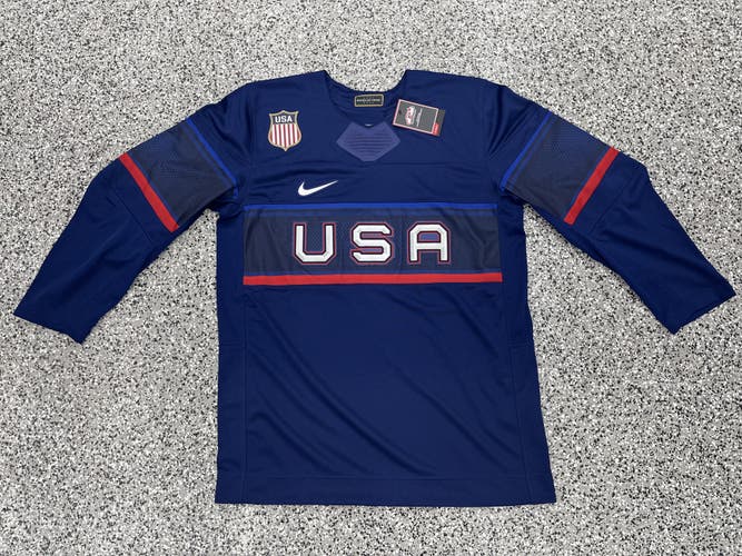 Nike Team USA 2022 Beijing Olympic Hockey Jersey Blue Large NWT
