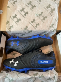 New Adult Under Armour Football Cleats Size 10.5 - UA Team Nitro Low MC Black and Blue