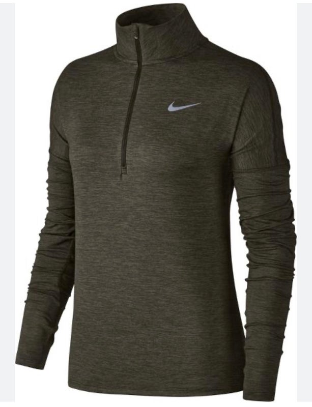 Nike Running Dri-Fit 1/4 Zip Pullover Long Sleeve army Green Thumb Hole Shirt XL