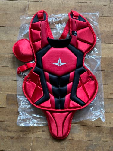 New All-Star System 7 Axis CPCC1216S7X Catcher's Chest Protector Scarlet/Black
