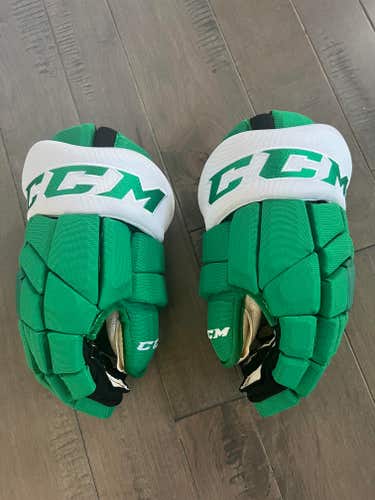 Used CCM HGTK Gloves 14" Minnesota Wild Retro Pro Stock