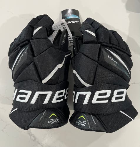 New 14” Senior Bauer Vapor 2X Pro Gloves Black/White