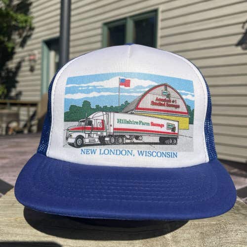 Vintage New London Wisconsin Hillshire Farm Sausage Trucker Snapback Hat Cap