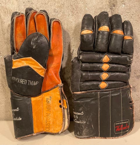 Vintage Top Grain Leather Hockey Gloves