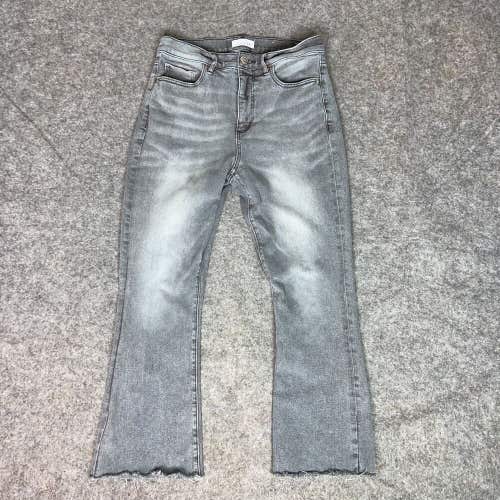 Loft Womens Jeans 8 Gray Bootcut Pant Denim High Rise Light Wash Cropped Raw Hem