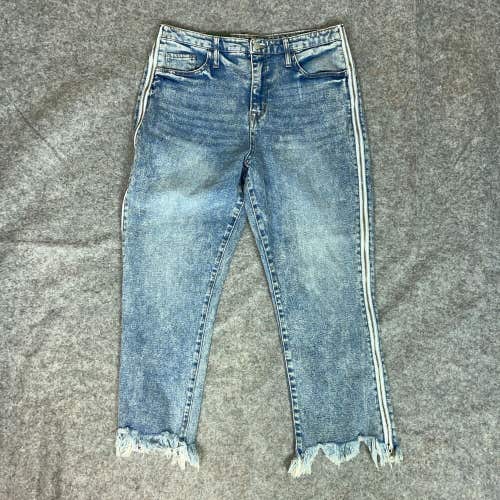 Wild Fable Womens Jeans 12 Blue Denim Pant High Rise Crop Zip Sides Raw Hem NWT