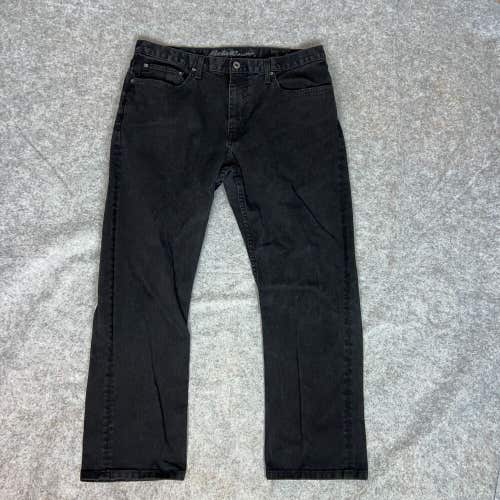 Eddie Bauer Mens Jeans 36x30 Black Straight Denim Pant Outdoor Actual 36x28