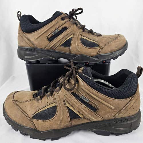 Ecco Yak Leather Suede Brown Black Hiking Shoes Size 45 / Mens US 11-11.5