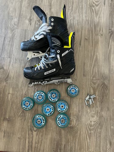 Bauer Dart Size 9R Inline Hockey Skates, Upgraded Wheels