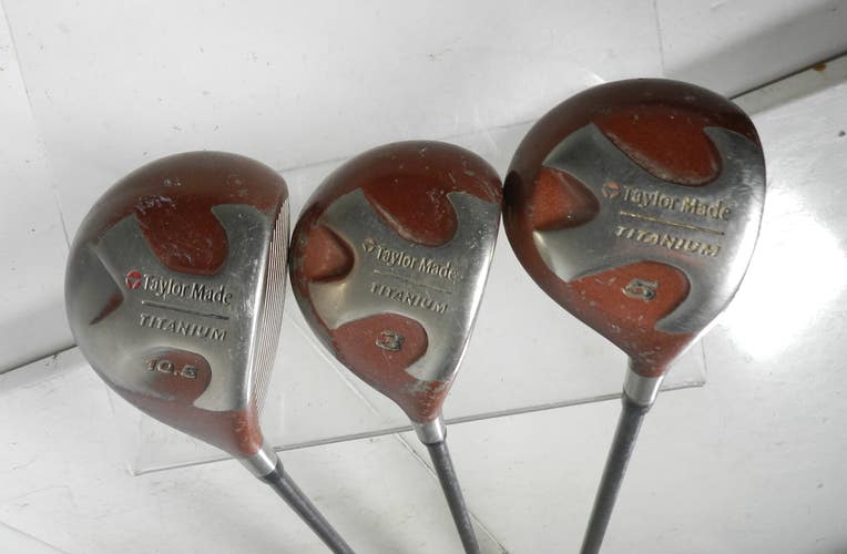 TaylorMade TITANIUM Driver Woods Set  1, 2, & 3 with Graphite Bubble Shafts