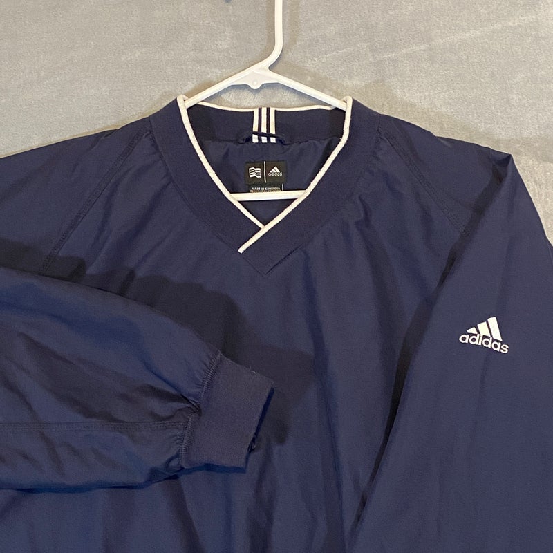 Vintage Adidas ClimaShell Windbreaker Men XL V-Neck Lined Pullover Trefoil Logo