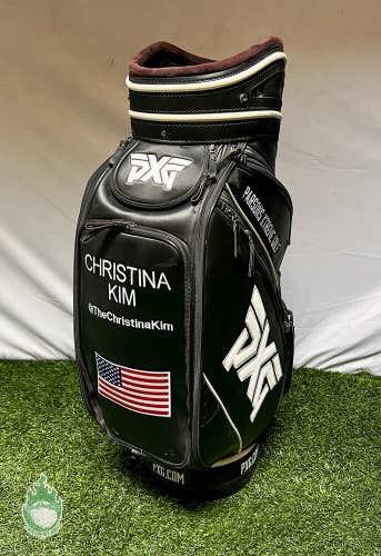 Used PXG Staff Bag Black Owned by PGA Pro Christina Kim USA 6-Way w/ Rainhood