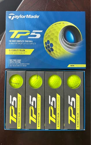 New TaylorMade 12 Pack (1 Dozen) TP5 Balls YELLOW