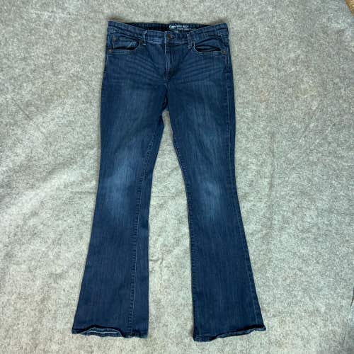 Gap Womens Jeans 12 Blue Denim Pant Bootcut Mid Rise Dark Casual Whiskering ^