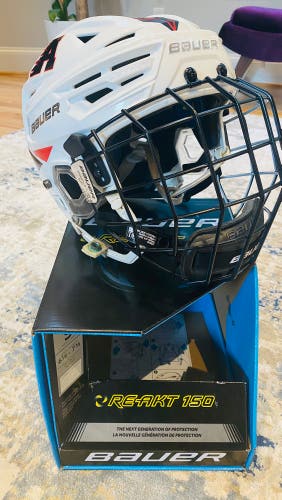 Used Small Bauer Re-Akt 150 Helmet With Cage In Great Condition