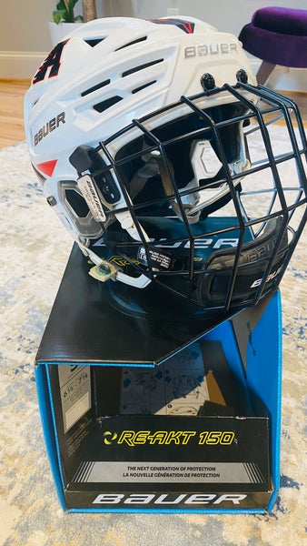 Used Small Bauer Re-Akt 150 Helmet With Cage In Great Condition