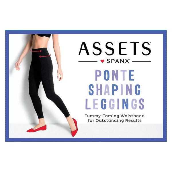 NWT Assets by Spanx Ponte Shaping Flare Leggings Black Size Small