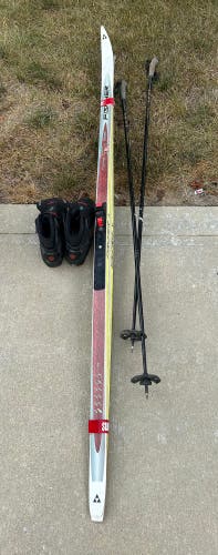 Vintage Fischer Telemark Skis, Boots, And Poles
