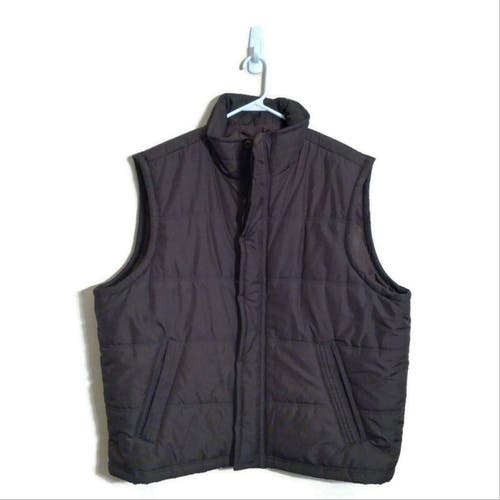 Sonoma Men Button Full-Zip Brown Puffer Vest Jacket XLarge