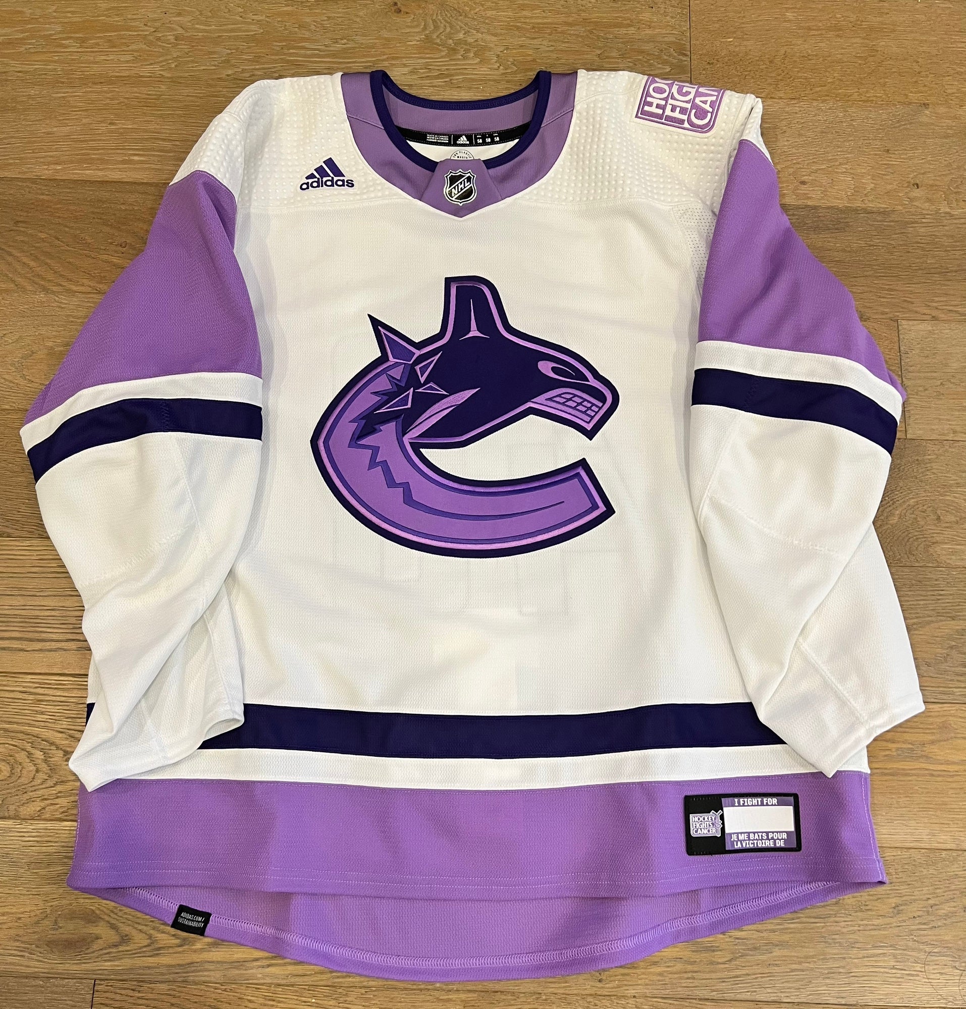 Washington Capitals adidas Hockey Fights Cancer Primegreen Authentic Custom  Jersey - White/Purple