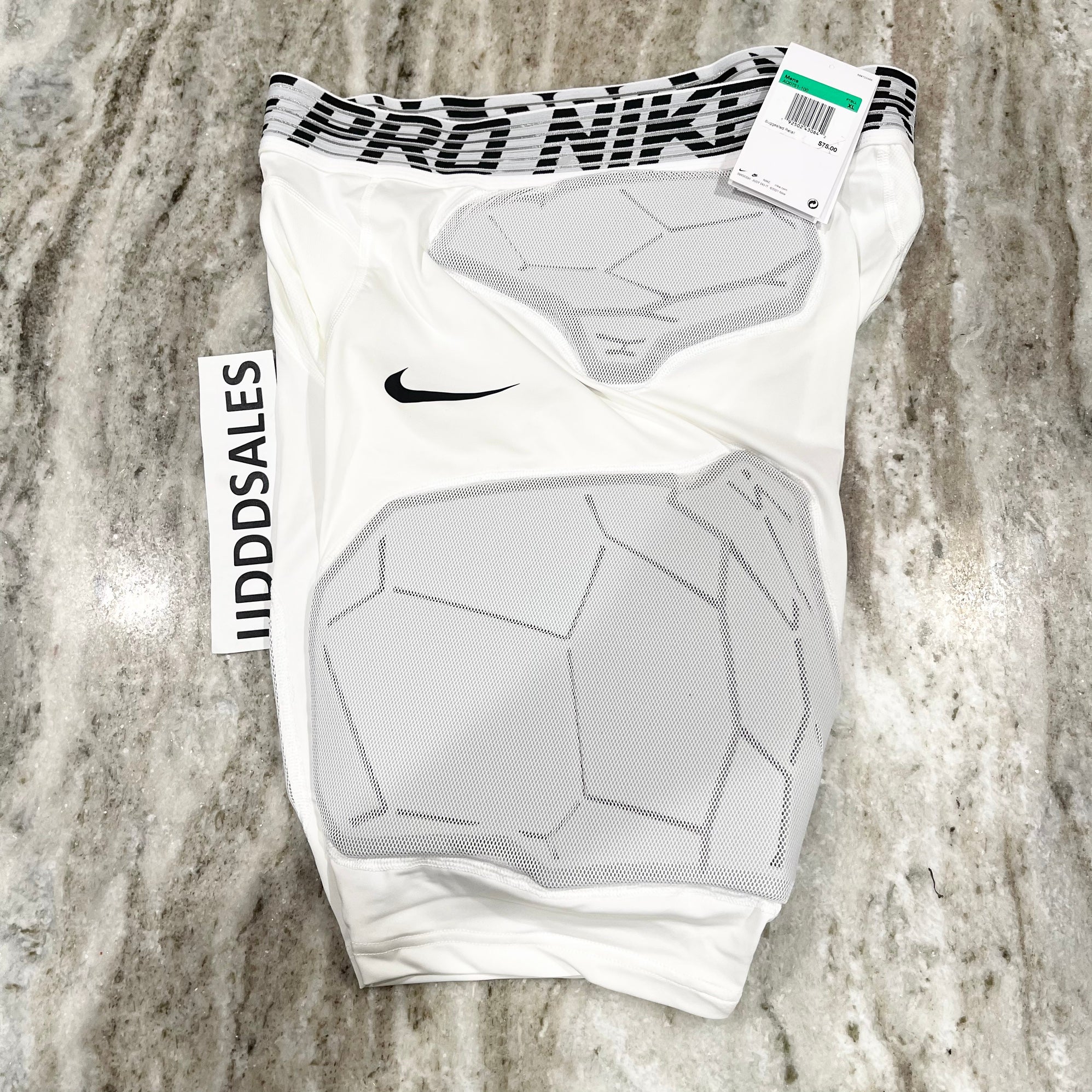 Nike Men's Pro Combat Hyperstrong 5 Pad Girdle - White/Grey-Volt