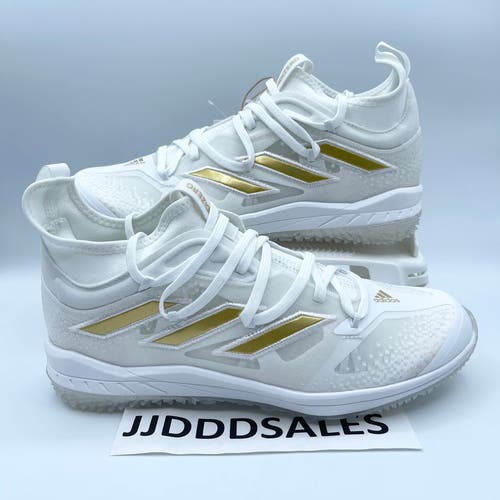 Adidas Adizero Afterburner NWV Turf Shoes Baseball White Gold GZ4584 Men’s Sz 9.5