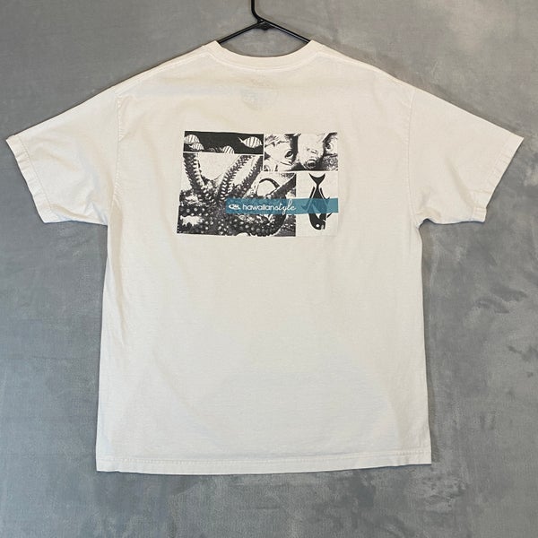 Vintage Hawaiian Style T Shirt Men XL White Short Sleeve Coral Reef Fish  Life