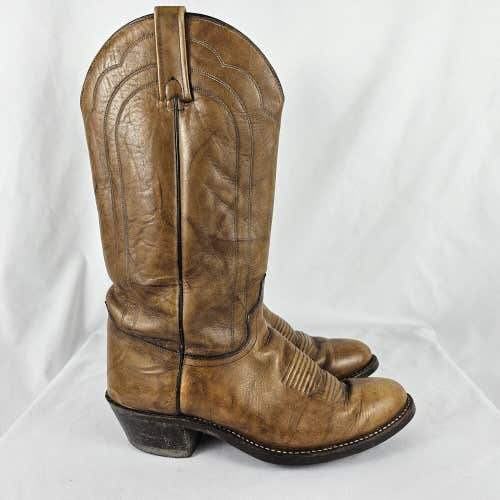J. Chisholm Mens Sz 9 D Leather Tan Western Cowboy Riding Work Ranch Boots