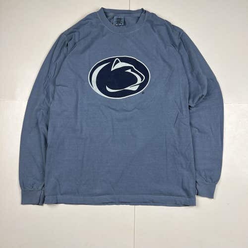 Penn State Nittany Lion Long Sleeve T-Shirt Pigment Dyed Blue Sz Medium