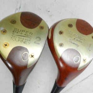Vintage MacGregor Tourney SUPER EYE-O-MATIC Golf Club Set of Drivers Woods 1 & 2