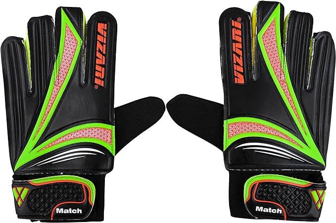 Vizari Junior Match Glove | Black/Green Size 10 | VZGL80004-10
