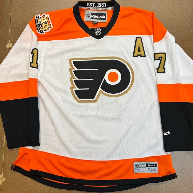 NWT-SM VINTAGE PHILADELPHIA FLYERS 75th & 25th PATCH CCM LICESENED HOCKEY  JERSEY