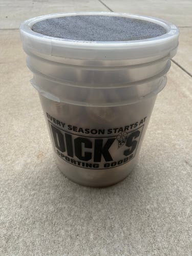 37 Used Dick’s Sporting Goods Baseballs w/Bucket
