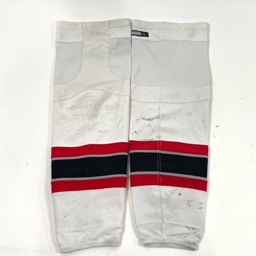 Used White, Black, and Red Reebok USHL Steel Socks | Size XL