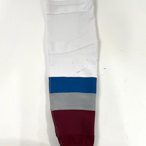 Used White, Black, and Maroon Reebok Colordo Avalanche Game Socks | Size Large