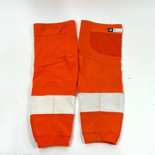 Used Adidas Flyers Orange With White Stripe Socks