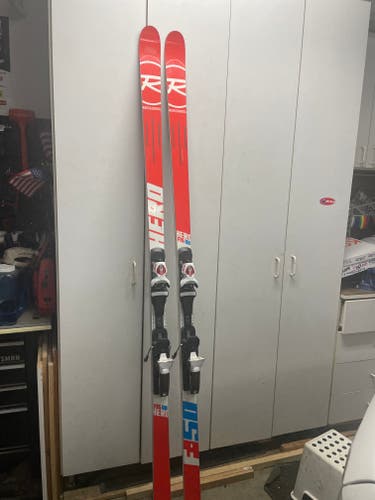 Used Men's 2019 Rossignol 218 cm Racing Hero FIS DH Skis With Bindings Max Din 18
