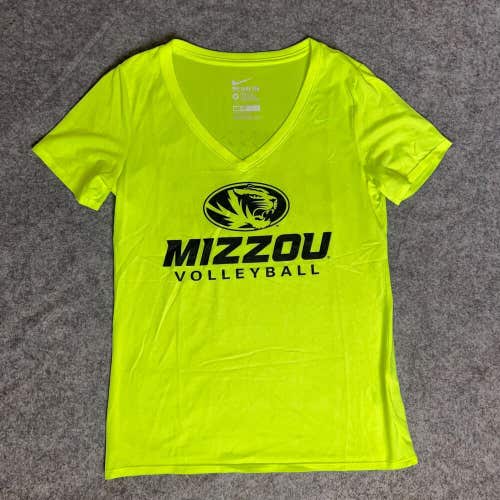 Mizzou Tigers Womens Medium Neon Green Nike Short Sleeve Tee Top NCAA Volleyball