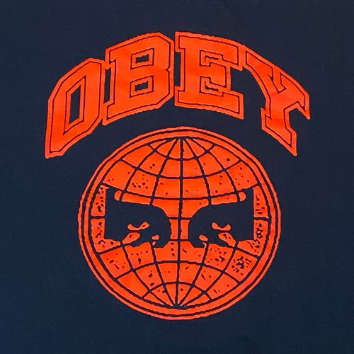 OBEY Worldwide T Shirt Men Large Navy Short Sleeve Graphic Crew Neck Propaganda