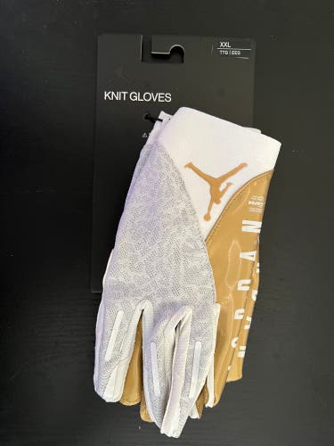 Nike Jordan Vapor Knit 4.0 Football Receiver Gloves XXL White / Metallic Gold