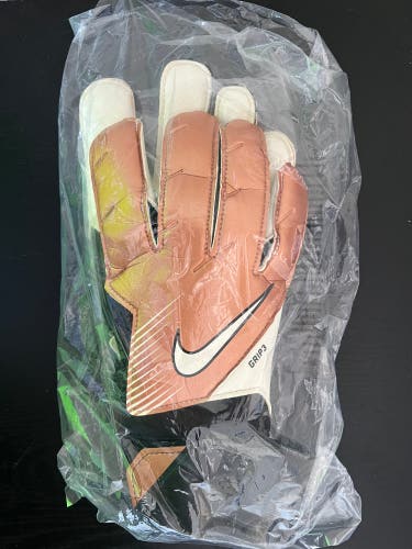 Nike GK Grip 3 Size 9 Goalkeeper Gloves DV3097-810 Metallic Copper/Black/White