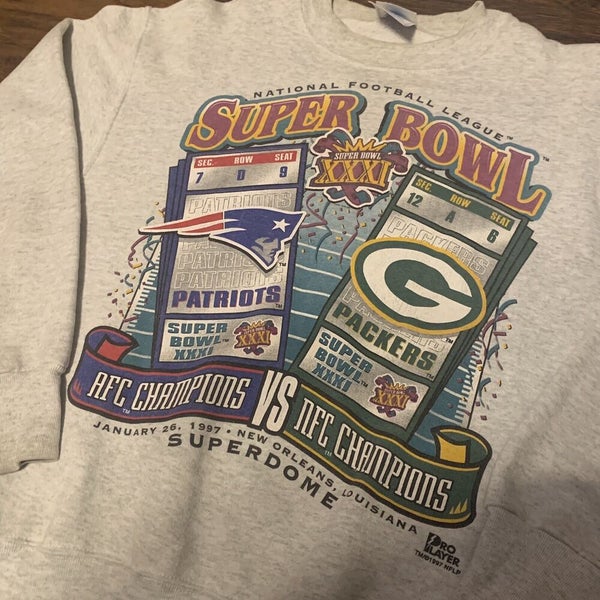 NEW ENGLAND PATRIOTS GREEN BAY PACKERS SUPER BOWL 31 1996 PRO PLAYER NFL  TSHIRT