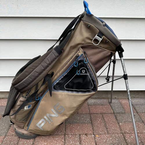 READ Ping 4 Series E2 Dual Strap Stand Carry Golf Bag 5 Way Tan Brown Blue Black