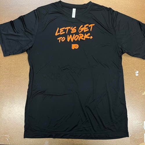 Philadelphia Flyers Let’s Get to Work Dri-fit style shirt from team 365 WITH MINOR DEFECTS
