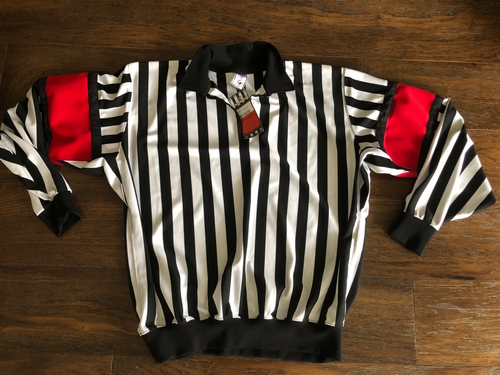 New  Referee FORCE Pro  Hockey  Jersey SIZE 48 PRO Officiating Jersey - RED Arm Bands