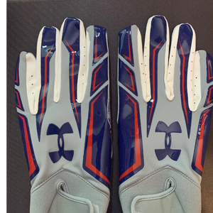 Under Armour NY Giants Game Issued Red White Blue Grey NFL Football Gloves XLarge
