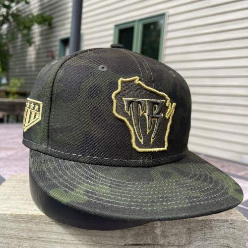 Timber Rattlers Armed Forces Camo Baseball RARE New Era 59Fifty Fitted Hat 7 1/4